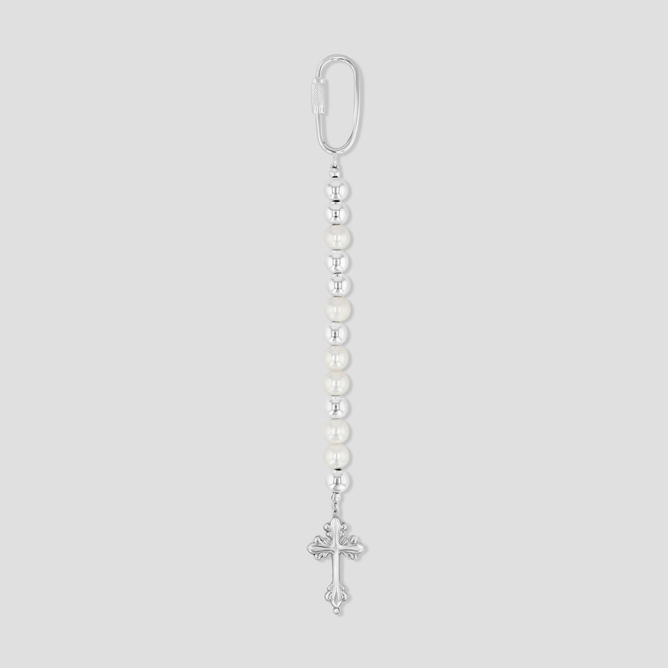 Pearl Cross Silver Key Clip - Wear with style