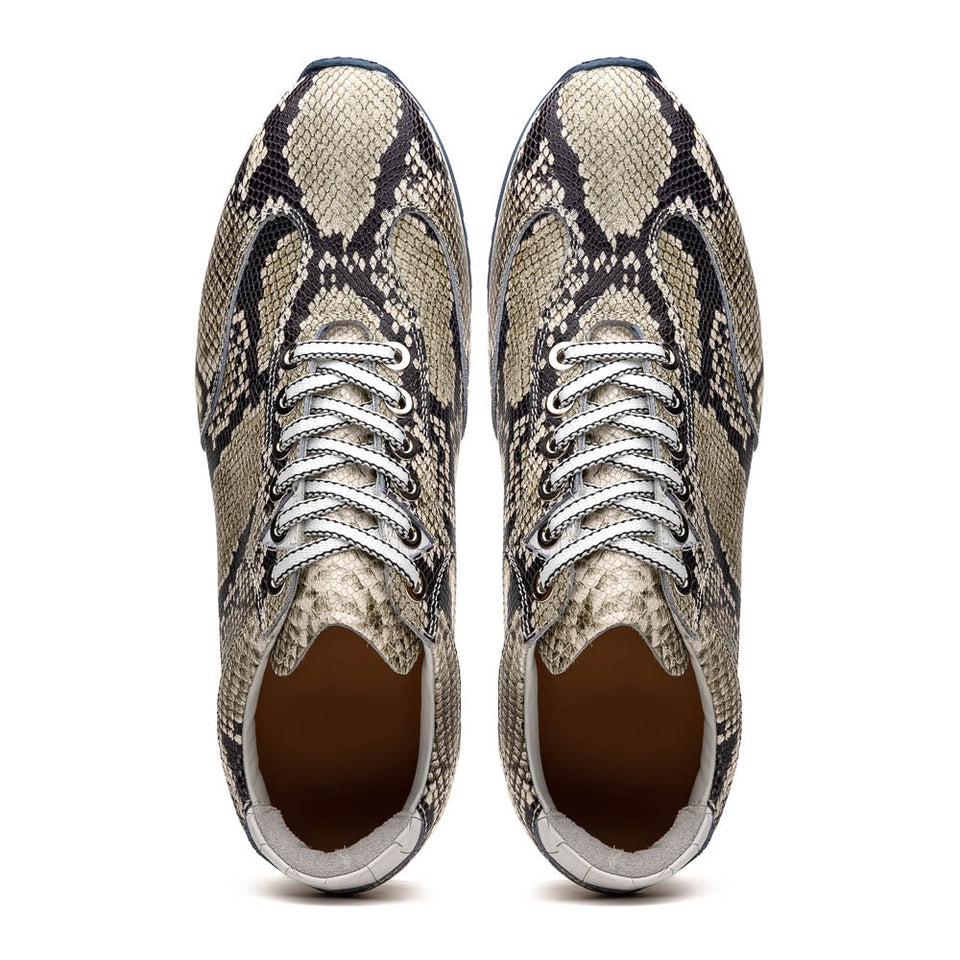 65-215-WHT PERI Python Embossed Italian Calfskin Sneakers Black / White