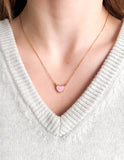 Pink Enamel Heart Necklace - Wear with style