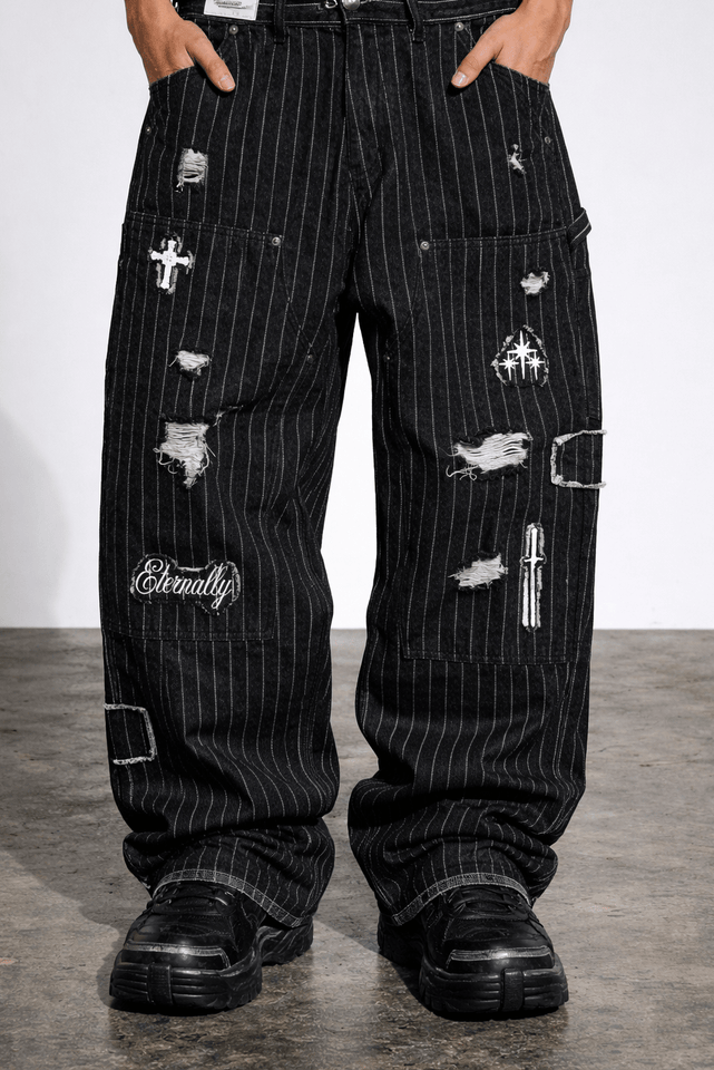 Pinstripe Patch Double Knees - Wear with style