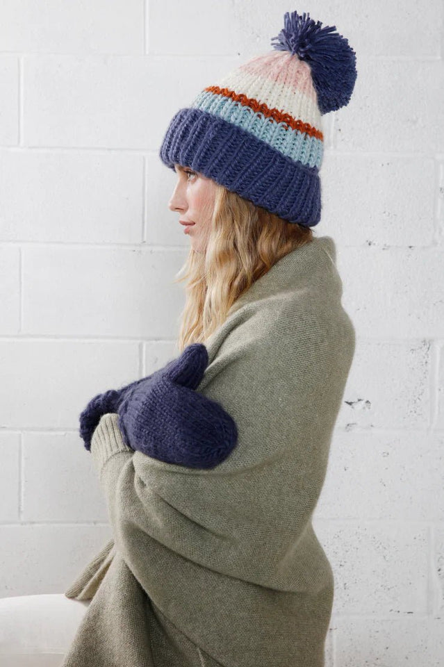 Pompom Hat - Blue Multi - Wear with style
