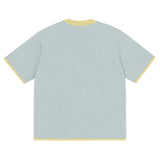 Powder with Yellow Trim Knitted classic tee - Wear with style