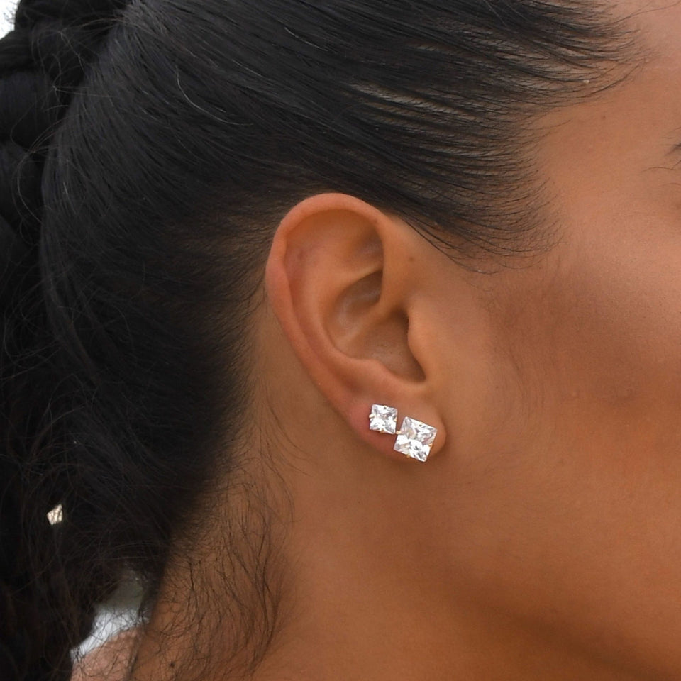 Princess Cut Stud - Wear with style