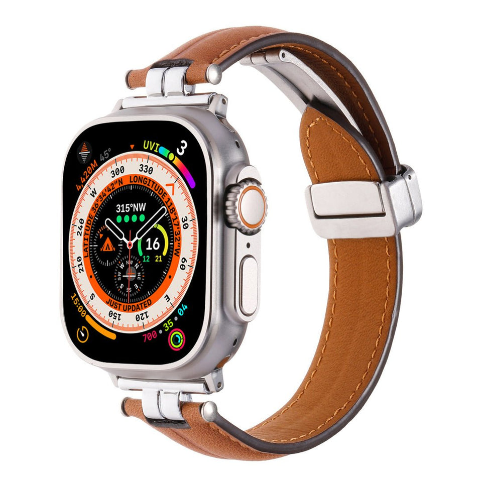 Professional Magnetic Leather Band for Apple Watch - Adjustable Stainless Steel Buckle, Stylish for Men & Women - Wear with style