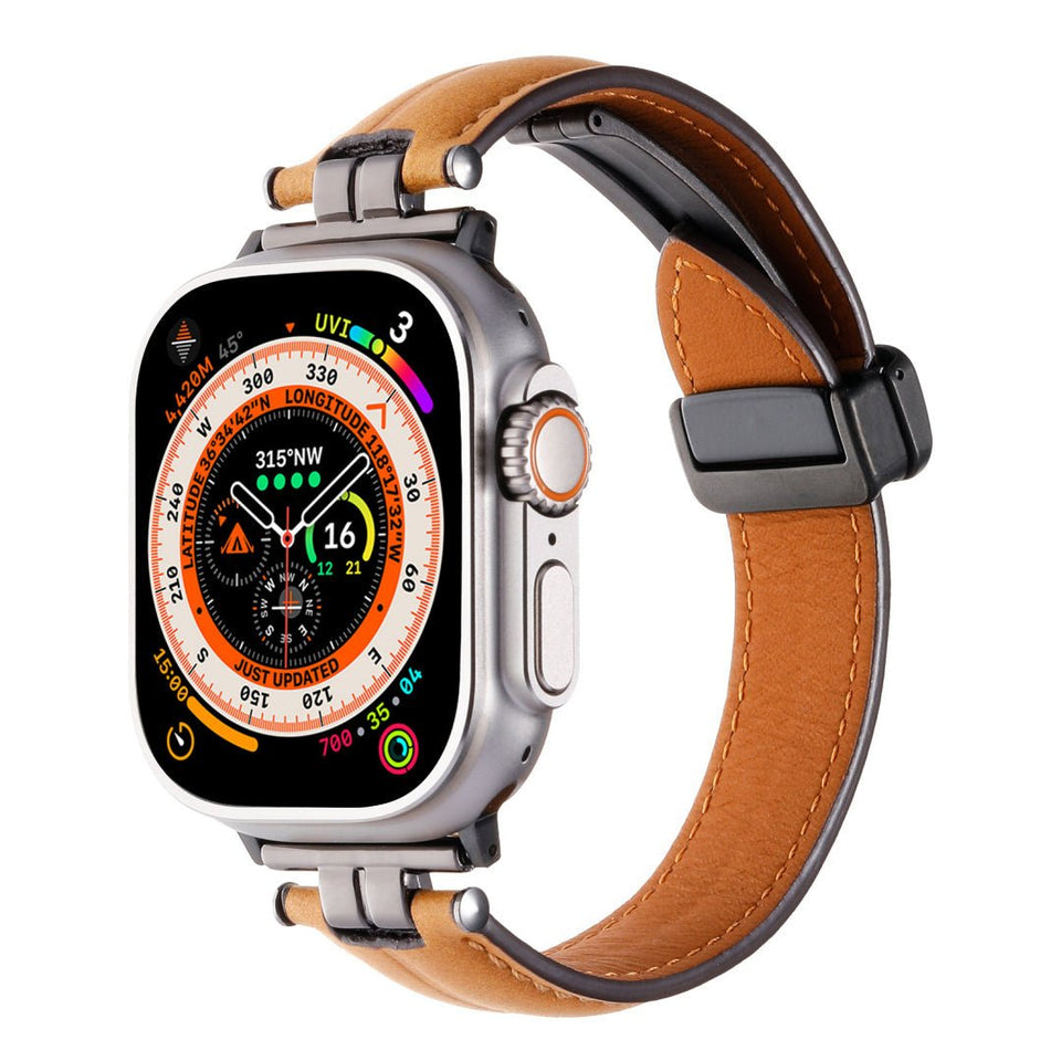 Professional Magnetic Leather Band for Apple Watch - Adjustable Stainless Steel Buckle, Stylish for Men & Women - Wear with style
