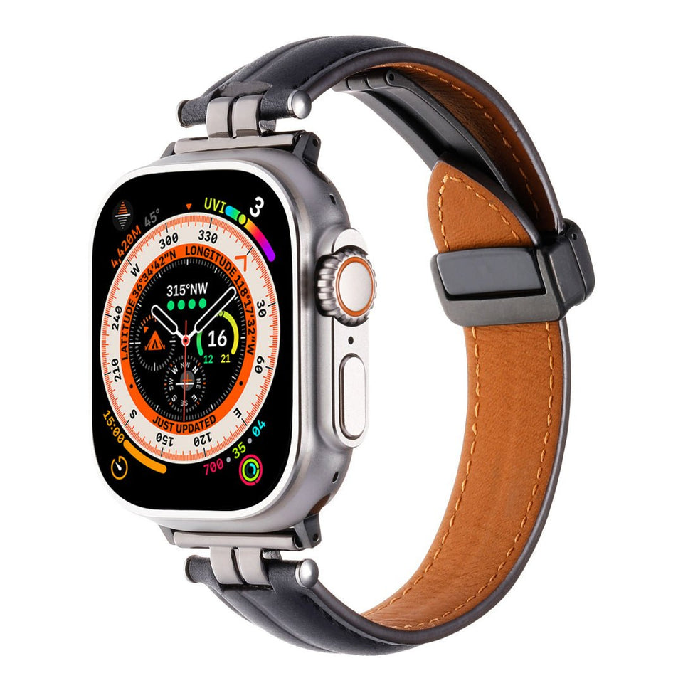 Professional Magnetic Leather Band for Apple Watch - Adjustable Stainless Steel Buckle, Stylish for Men & Women - Wear with style