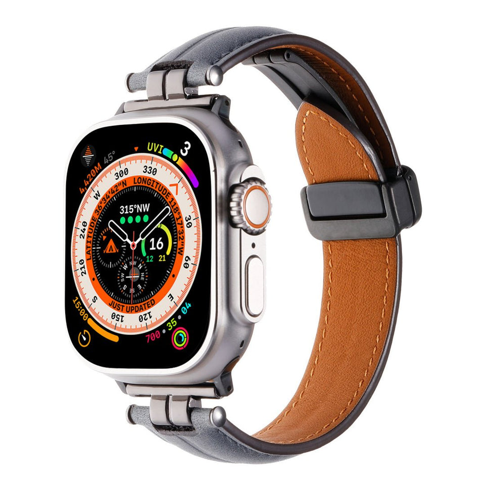 Professional Magnetic Leather Band for Apple Watch - Adjustable Stainless Steel Buckle, Stylish for Men & Women - Wear with style