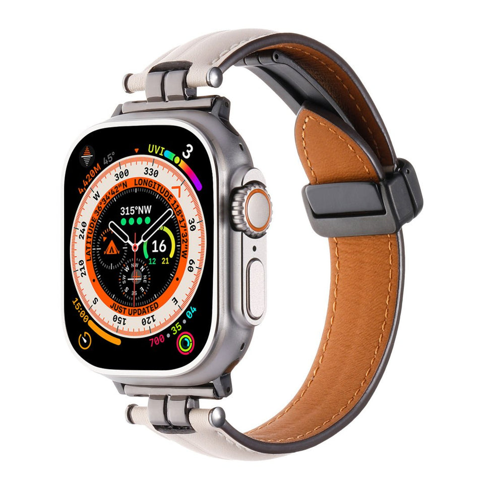 Professional Magnetic Leather Band for Apple Watch - Adjustable Stainless Steel Buckle, Stylish for Men & Women - Wear with style
