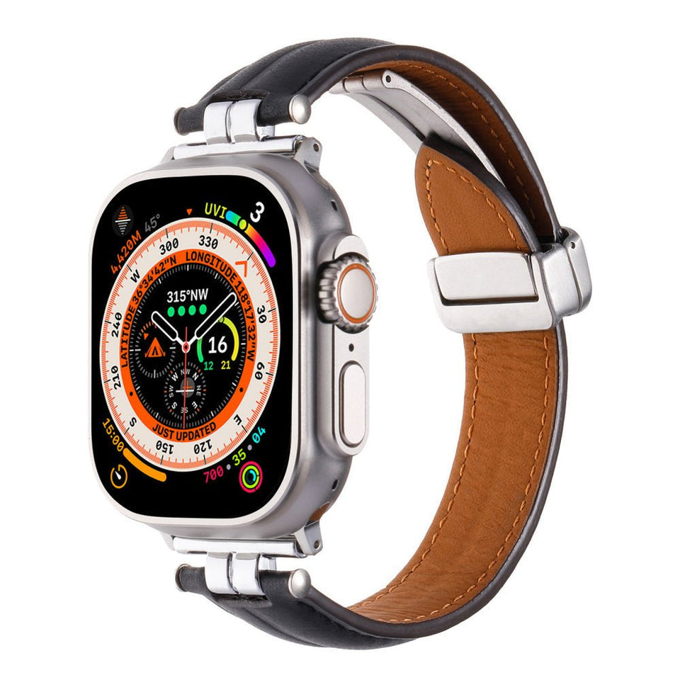 Professional Magnetic Leather Band for Apple Watch - Adjustable Stainless Steel Buckle, Stylish for Men & Women - Wear with style