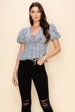 Puff short sleeve floral print top - Wear with style