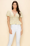 Puff short sleeve floral print top - Wear with style