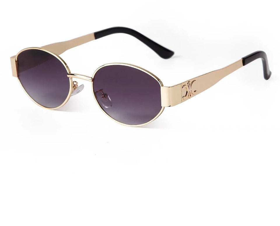 Retro Metal Frame Oval Sunglasses - Wear with style
