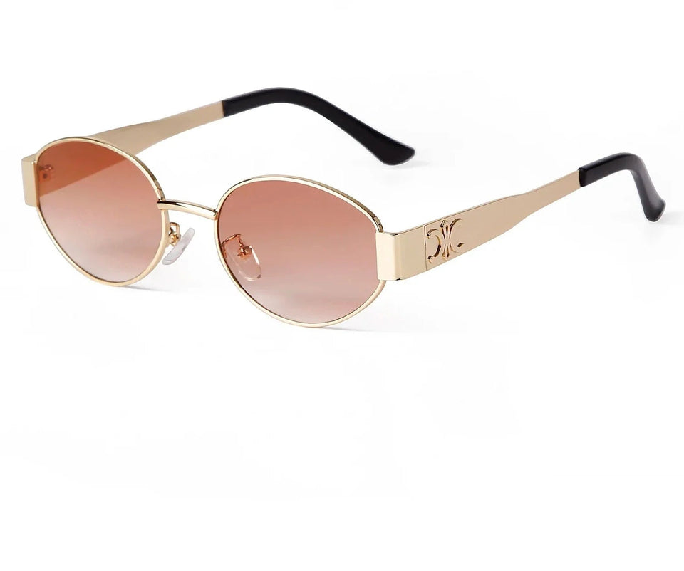 Retro Metal Frame Oval Sunglasses - Wear with style