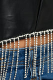 Rhinestone Fringed Faux Leather Top - Wear with style