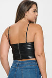 Rhinestone Fringed Faux Leather Top - Wear with style