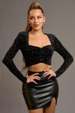 Rhinestone Ruched Sweetheart Crop Top - Wear with style