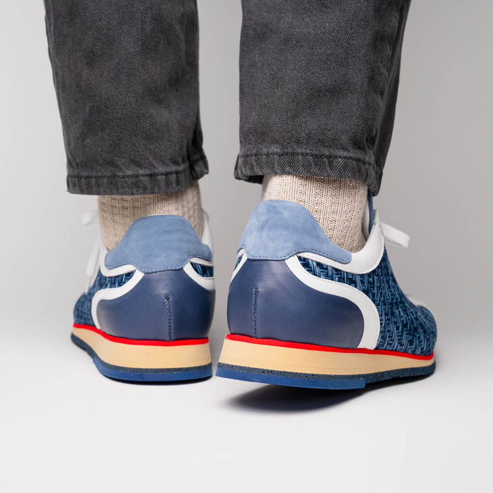 65-375-BLU RIPI Calfskin Hand Weave Sneaker Blue