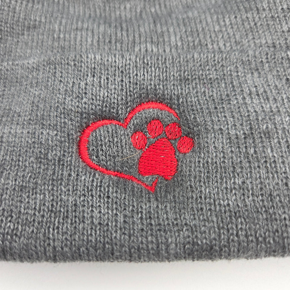 Heart Paw Print Beanie