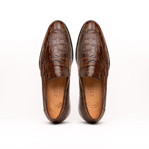 11-201-CGM ROMA Crocodile Penny Loafer, Cognac
