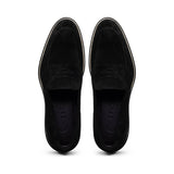 16-657-BLK ROMA Italian Suede Penny Loafers Black