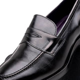 15-400-BLK ROMA Hand Burnished Calfskin Penny Loafer Black