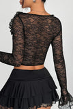 Romantic Ruffled Lace Long Sleeve Corset Top - Wear with style