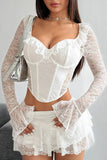 Romantic Ruffled Lace Long Sleeve Corset Top - Wear with style