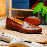 14-202-CGN ROSSI Teju Lizard Penny Loafer, Cognac