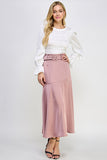 Round Neck Long Balloon Sleeve Smocking Satin Top - Wear with style