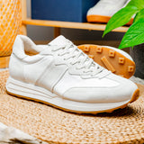 66-265-WHT ROXI Suede & Calfskin Sneaker, White
