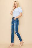Ruffle crop top with puff sleeve and an open back design - Wear with style