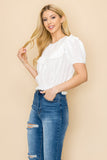 Ruffle crop top with puff sleeve and an open back design - Wear with style