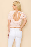 Ruffle crop top with puff sleeve and an open back design - Wear with style