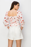 Ruffled elastic cuffs and smocked waist Floral print top - Wear with style