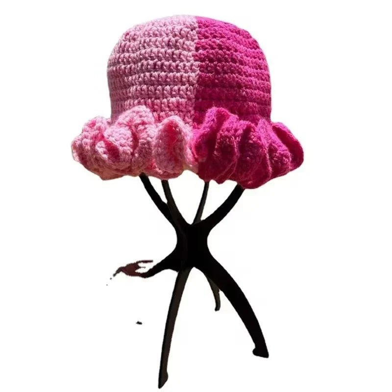 Ruffled Handmade Knit Bucket Hat - Wear with style