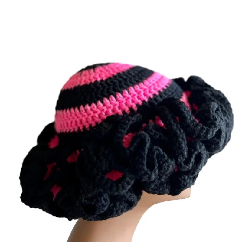 Ruffled Handmade Knit Bucket Hat - Wear with style