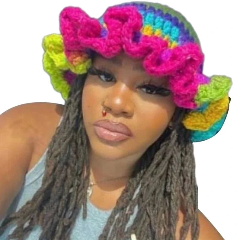 Ruffled Handmade Knit Bucket Hat - Wear with style