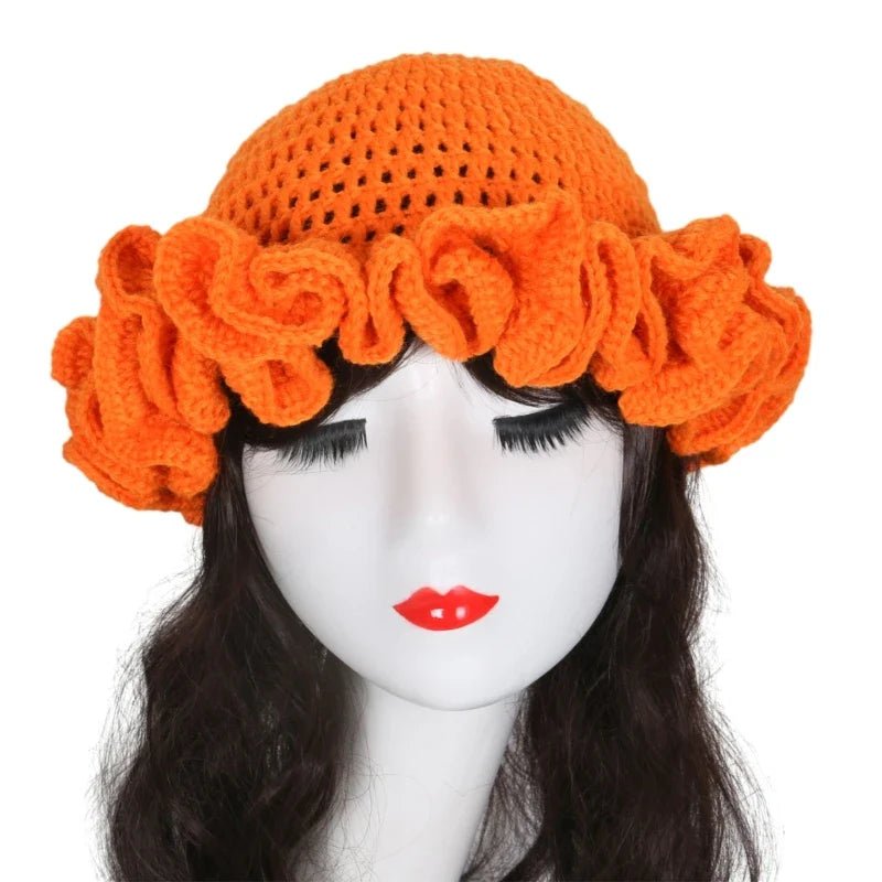 Ruffled Handmade Knit Bucket Hat - Wear with style