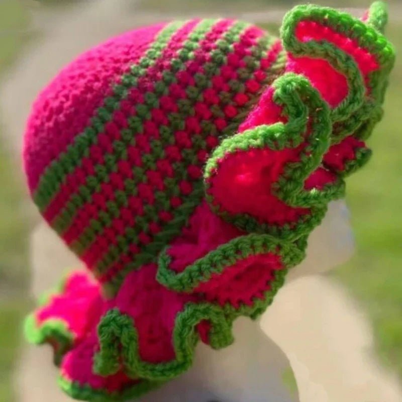 Ruffled Handmade Knit Bucket Hat - Wear with style