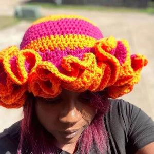 Ruffled Handmade Knit Bucket Hat - Wear with style
