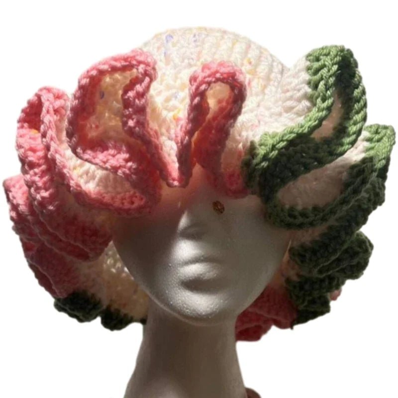 Ruffled Handmade Knit Bucket Hat - Wear with style