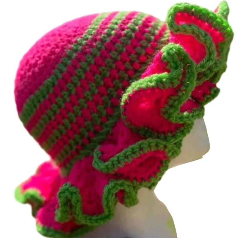 Ruffled Handmade Knit Bucket Hat - Wear with style