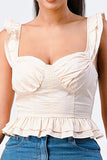 RUFFLED STRAPS SWEETHEART LAYERED COTTON TOP - Wear with style