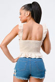 RUFFLED STRAPS SWEETHEART LAYERED COTTON TOP - Wear with style