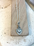 Sacred Heart Necklace in 925 Sterling Silver – Mexican Jewelry with 19” Figaro Chain, Collar de sagrado corazón de plata .925 plata mexicana - Wear with style