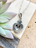 Sacred Heart Necklace in 925 Sterling Silver – Mexican Jewelry with 19” Figaro Chain, Collar de sagrado corazón de plata .925 plata mexicana - Wear with style