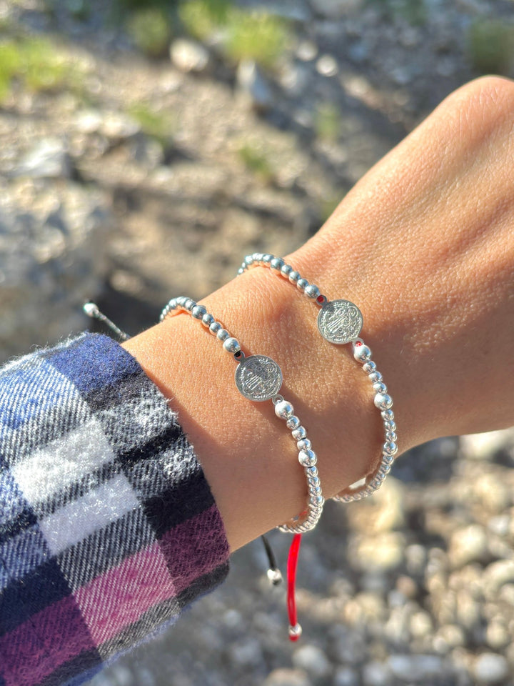 Saint Benedict Protection Bracelet – Red or Black Cord – Adjustable 925 Sterling Silver – Spiritual Evil Eye Defense – Handmade Gift for Him/Her - Wear with style