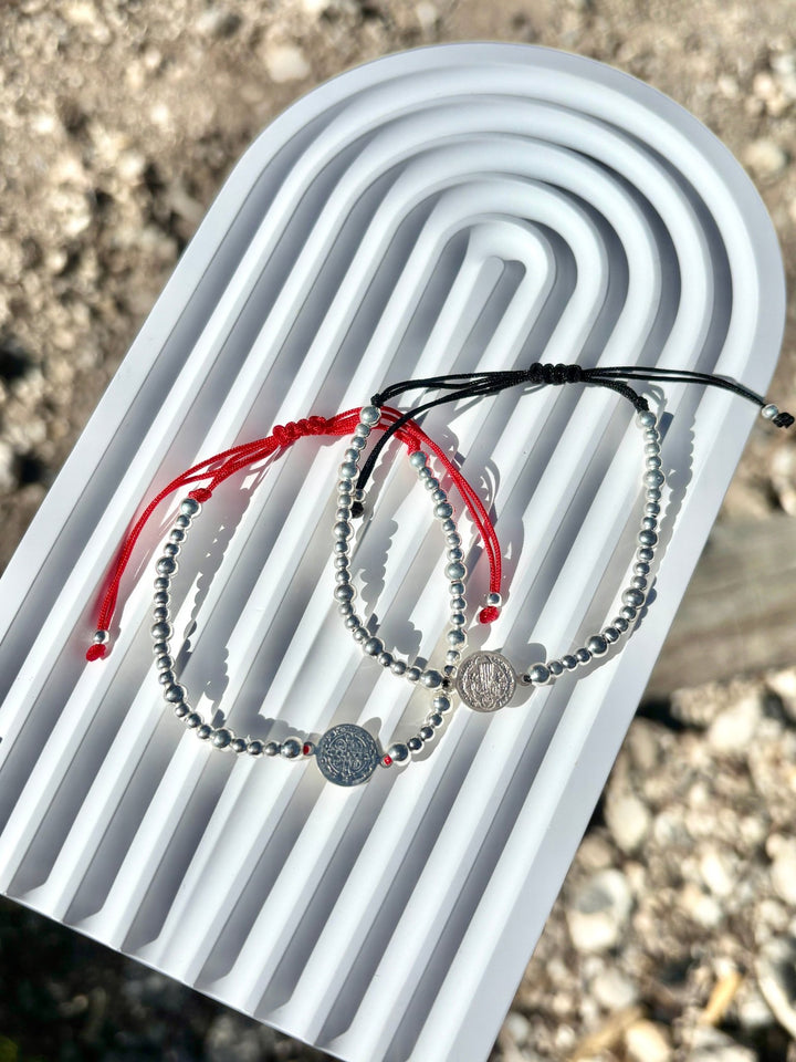 Saint Benedict Protection Bracelet – Red or Black Cord – Adjustable 925 Sterling Silver – Spiritual Evil Eye Defense – Handmade Gift for Him/Her - Wear with style