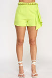 Saint Lucia Gold Twist Tie Belted Stretch Shorts - 92% Polyester, 8% Spandex Comfort - Wear with style