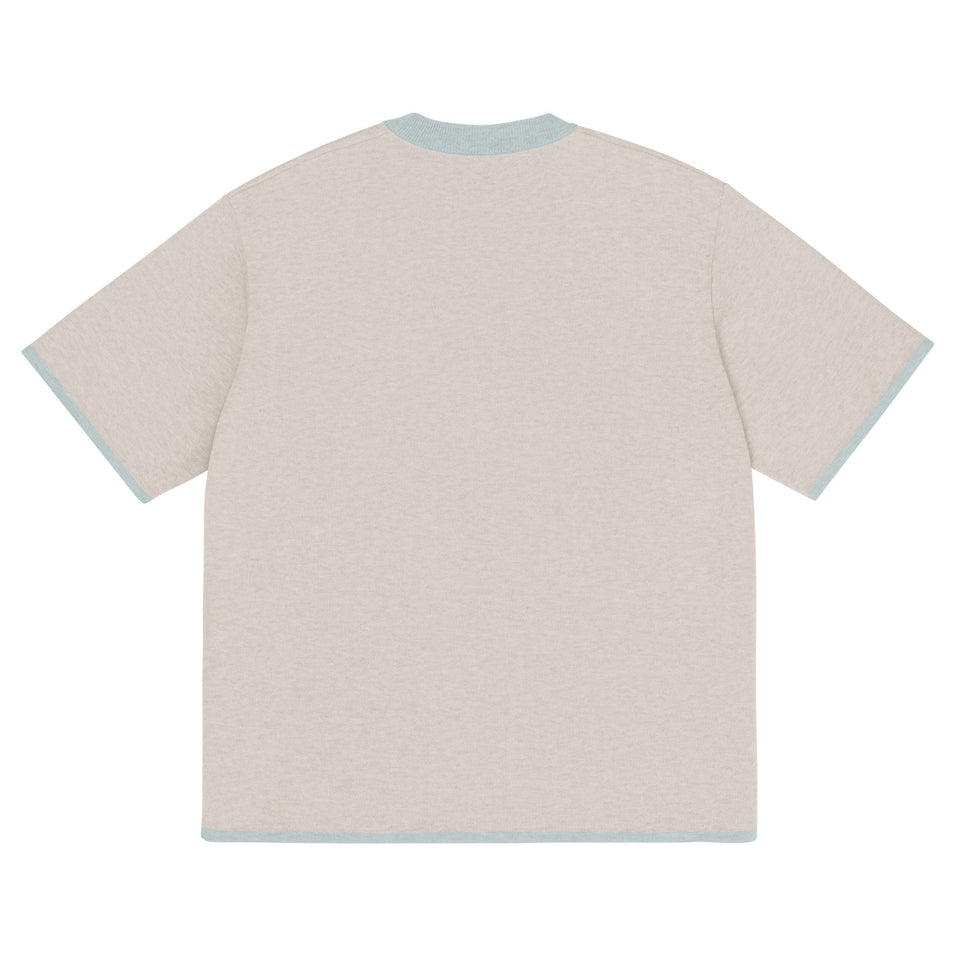 Sand with Powder Trim Knitted classic tee - Wear with style